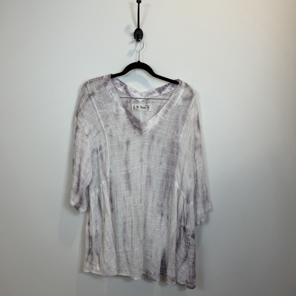 M. Rena Tops - M.‎ Rena Large Tie Dye Tunic Top Gauzy Lightweight Cotton Blend V-Neck